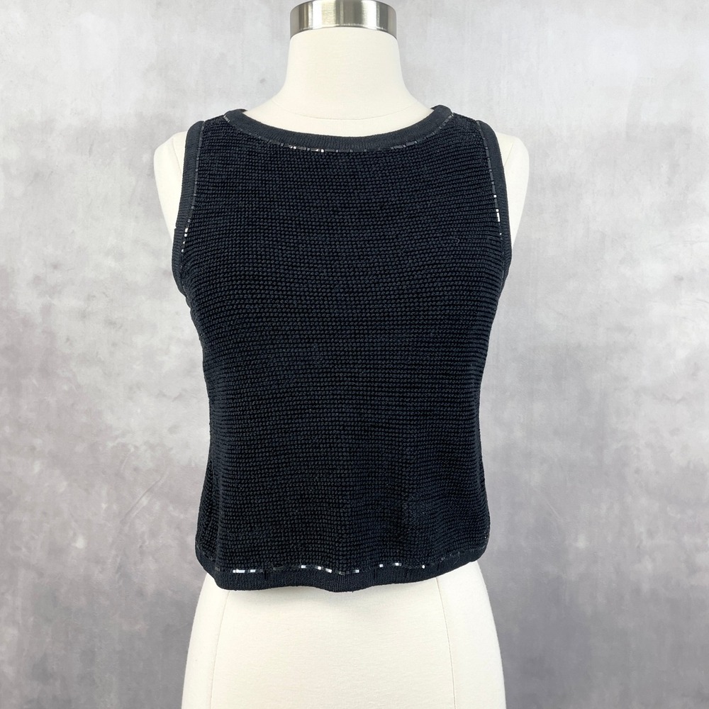 VTG St John Sport Womens Knit Tank Size P Beaded Minimal Quiet Luxury Designer